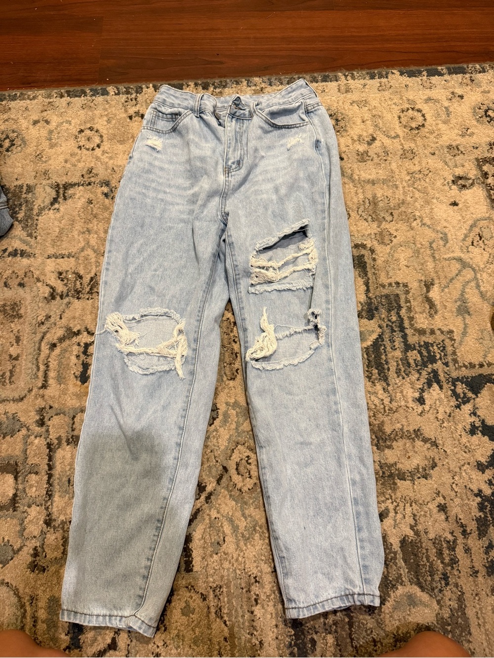 Light Wash Distressed Mom Jeans
